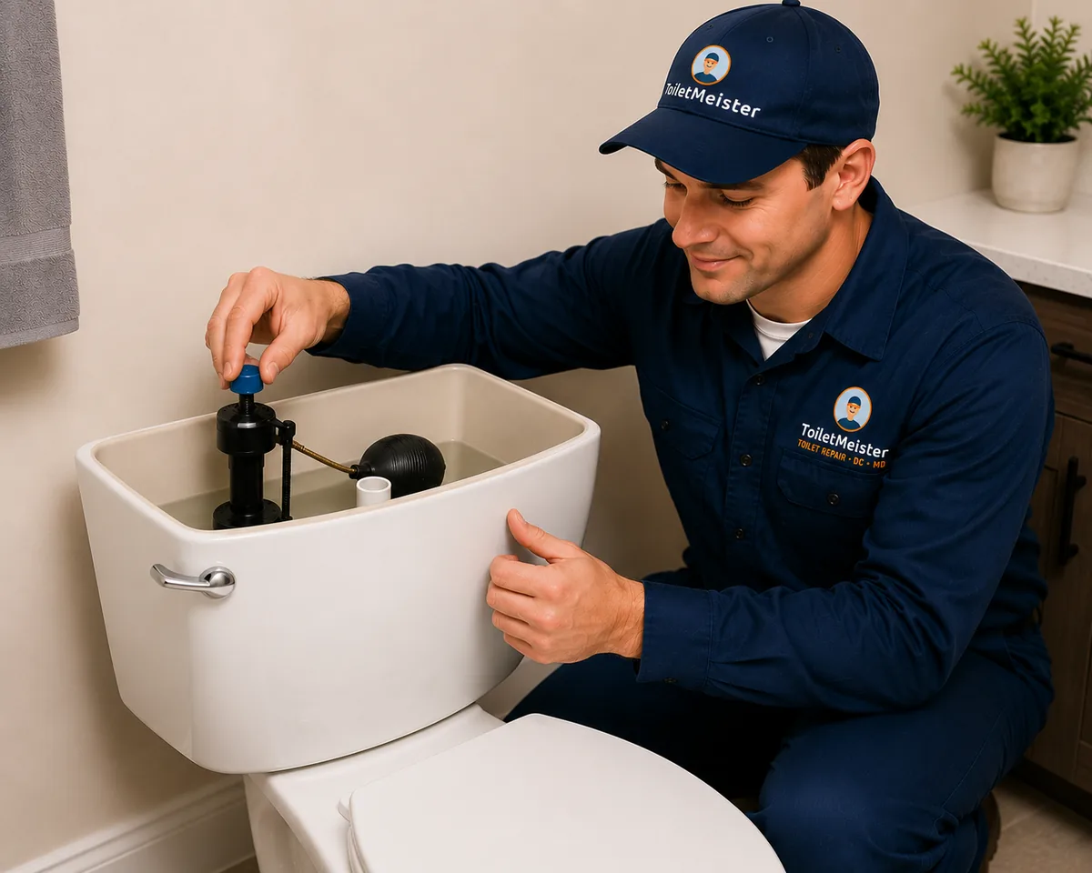 ToiletMeister technician fixing a running toilet